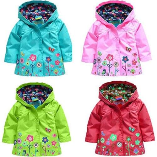 Fashion Baby Kids Girls Long Sleeve Hoodied Flower Coat Tops Autumn Spring Jacket Clothes