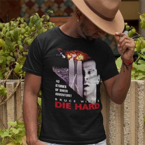 Die Hard Christmas Nakatomi Bruce Willis Movie Mens T Shirt Novelty Tees Short Sleeve O Neck T-Shirt Pure Cotton 5XL Clothes