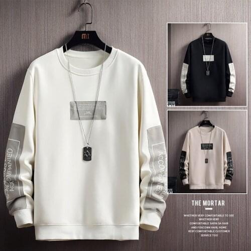 Mens Sweatshirt Crewneck Shirt Men Casual Hoodie Harajuku High Street Fashion Japan Style Long Sleeve Shirt Spring and Autumn