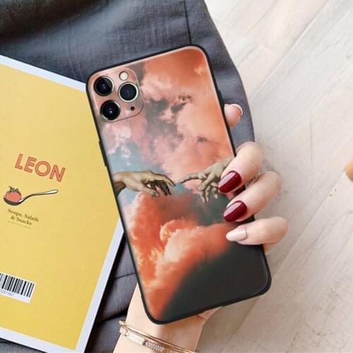 The Creation of Adams hand aesthetic For iPhone se 6 6s 7 8 plus x xr xs 11 pro max soft silicone phone case cover shell