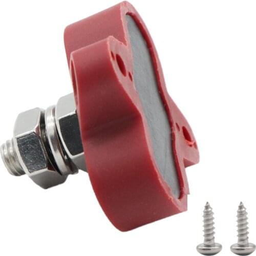 Nylon Glass Fiber Boat DC48V Heavy Duty Single Terminal Stud M8 Power Distribution Block Red