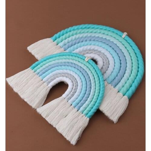 Nodic Style 8 Lines Hand-woven Rainbow Macrame Tapestry Baby Boys Baby Girls KIds Room Decor Wall hanging Decor Toys Home Decor