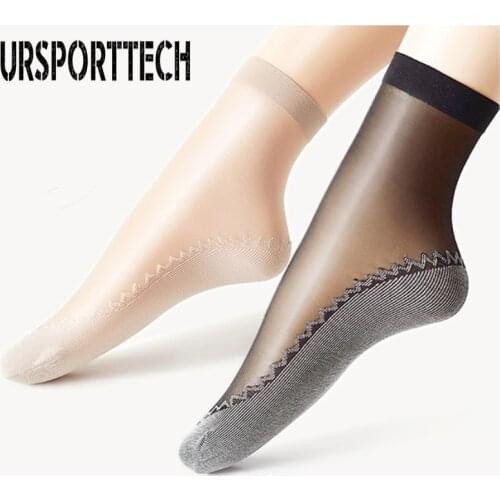 10 Pairs/Lot Short Socks Women Skarpetki Damskie Velvet Silk Quality Soft Cotton Bottom Wicking Non-Slip Women Socks