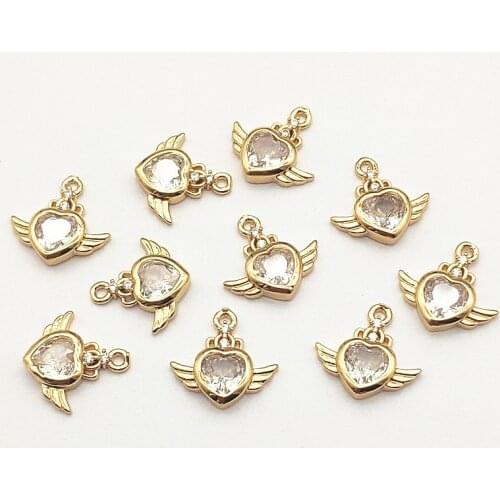 New Arrival! 14x15mm 50pcs Cubic Zirconia Heart Charm For Handmade Necklace Earring DIY Parts Jewelry Findings & Components