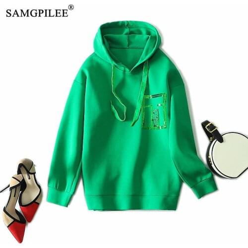 New Arrival Hoodie Sequins Korean Style Women Casual Hooded Women Harajuku Hoodie Hip Hop Hooded Hoodies Sweatshirt Woman