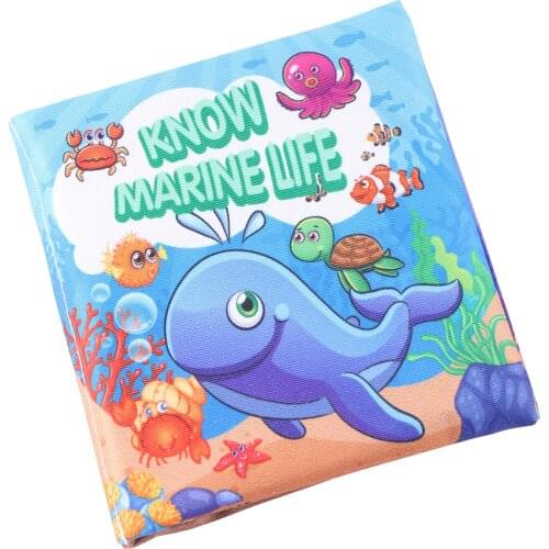 New Style English Soft Fabric Cloth Book 0~3 year Baby Early Learning Education Reading Book Infant Know the Marine Life Toys