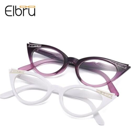 Elbru Fashion Cat Eye HD Reading Glasses Women Men Ultralight Resin Lens Presbyopic Reading Glasses Diopters +1.0 +3.5 +3.0 +3.5