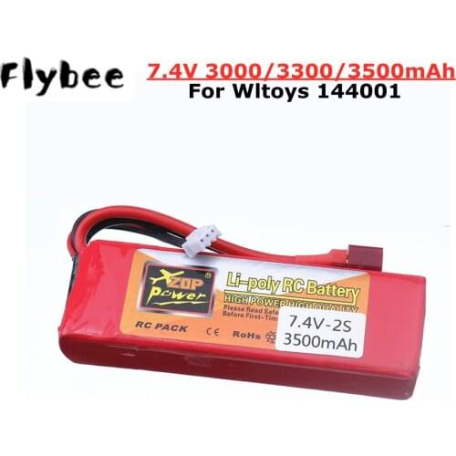 Original 144001 2s 7.4V 3300mah 3500mAh Lipo battery upgraded rechargable for Wltoys 1/14 144001 12423 12428 RC car boat