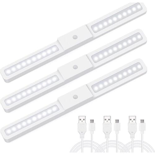 PIR Motion Sensor 20LEDs USB Rechargeable Wireless Under Cabinet Light LED Closet night Light for Cupboard Cabinet Kitchen Stair