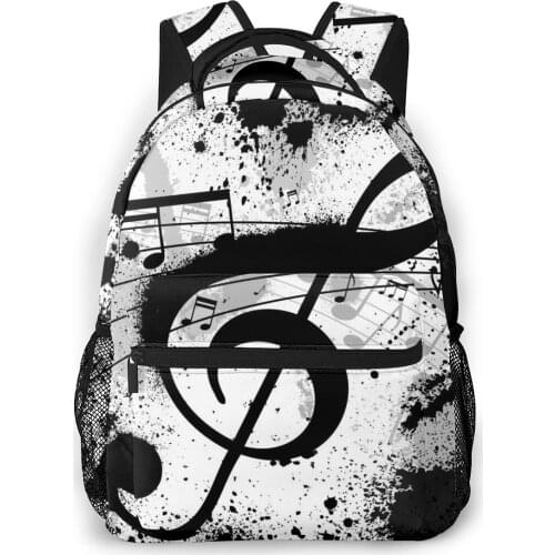OLN Backpack Women Shoulder Bag For Teenage Girls Black Music Note Abstract Bagpack Female Ladies School Backpack