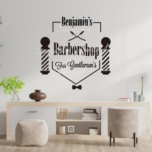 Diy Custom Name Barbershop Wall Sticker Home Decor Decoration Decor Living Room Bedroom Removable Wall Art Sticker Murals