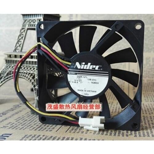 For Nidec 8015 D08R-12TL 12B 8 Cm DC 12V 0.08A 80x80x15mm 3 Lines Super Quiet Chassis Cooling Fan
