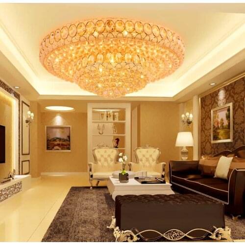 LED Modern Crystal Ceiling Lamps Round Golden Ceiling Lights Fixture Living Room Bed Room Home Indoor Lighting Changeable White