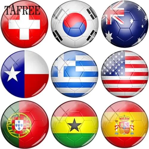 TAFREE Hot Selling 1pc National Flag Spain, Russia,England Images 25mm Glass Cabochon Dome DIY Jewelry Charms Accessories