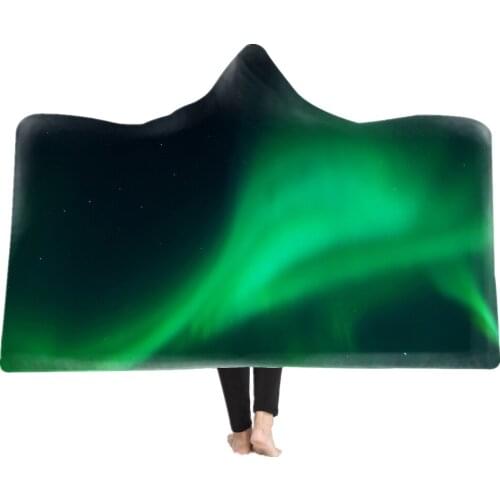Starry Sky Universe Printed Warm Soft Fluffy Hooded Wearable Blanket Throw Poncho Adult Manta Para Sofa Fleece
