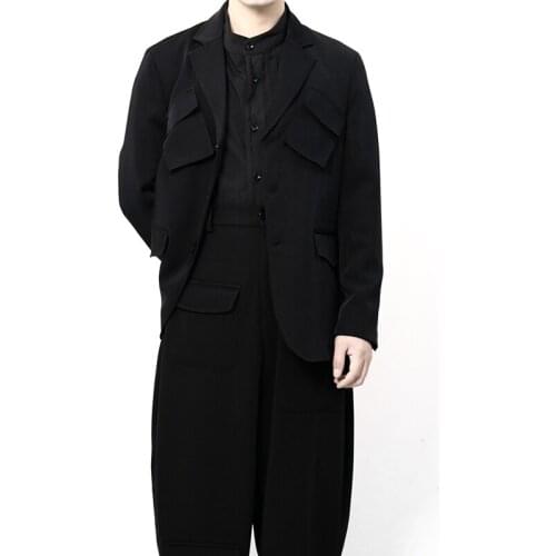 XS-5XL New 2021 Men Womens clothing hair stylist Catwalk Slim Multiple pockets Suit coat plus size costumes