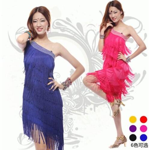 New Arrival Rhinestones Tassel Latin Dance Costume for Women/Girl Salsa Ballroom Tango Latin Fringe Dresses Suits for dancing
