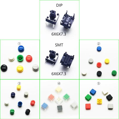 10PCS 6X6 H=8.5MM With Cap Dia.8MM Momentary Tact Button Top Round Head 4PIN DIP& SMD Tactical Keys Switch Mini Push Button
