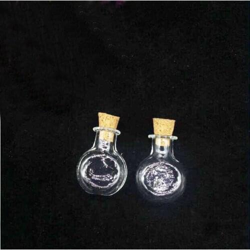 10pcs/lot tiny flat round Wishing Bottle vial Pendants Perfume essential oil Cork Plug Glass Hand-Blown jewelry Necklace