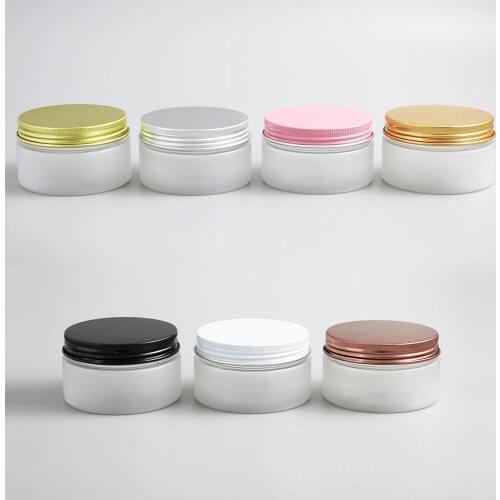 24 x 100g Refillable Empty Frost PET Cosmetic Cream Containers Jars Pot 100cc 100ml for Cosmetics Packaging With Metal Lids