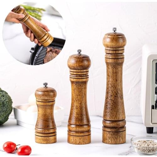 5/8/10 Inch Salt and Pepper Mills Solid Wood Spice Grain Grinder with Adjustable Ceramic Grinding Core Kitchen Tools Mills