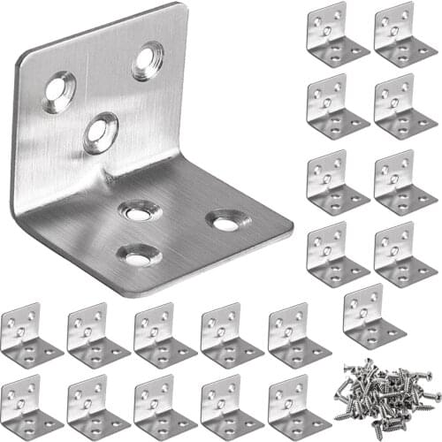 50Pcs Corner Braces Brackets,Stainless Steel Right Angle L Shaped Bracket Shelf Support Brackets Plates for Furniture