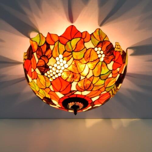 50cm European-Style Creative Tiffany Pastoral Grape Colorful Glass Living Room Restaurant Bar Bedroom Ceiling Luminaire