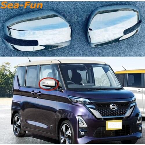 ABS Chrome Door Side Rear View Mirror Cover Cap Trim Overlay Molding Garnish For Nissan Roox 2020 2021 2022 Car Accessories