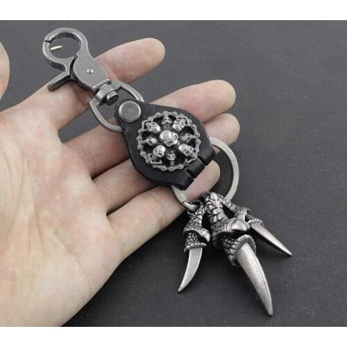 Punk Gothic Skull Claw Heavy Metal Key Ring Key Fob Clip Keychain