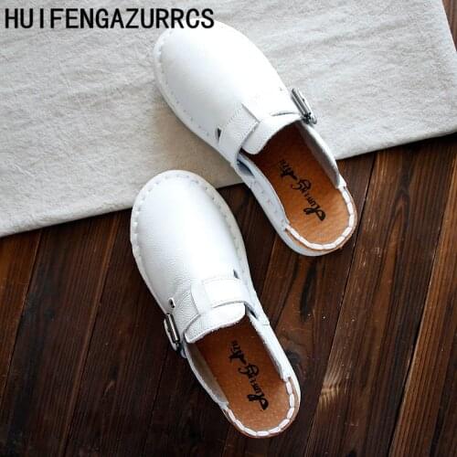 Careaymade-Leather slippers Genuine, handmade Flats Shoes comfortable, fashion white summer shoes , low to help casual shoes
