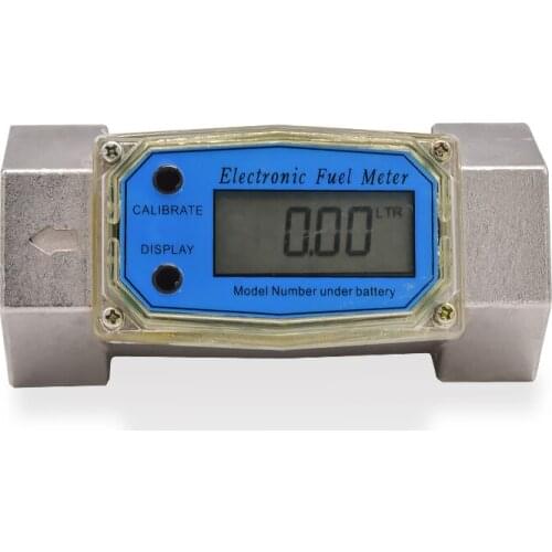 Digital Flowmeter K24 Electronic Liquid Turbine Meter Electronic Diesel Flowmeter 1.5 Inches Fuel Oil Flow Meter 40-280L/MIN