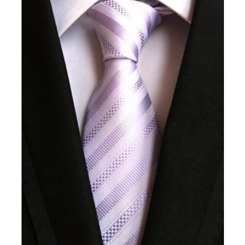 8cm Designer Striped Tie Light Purple Stripes Necktie