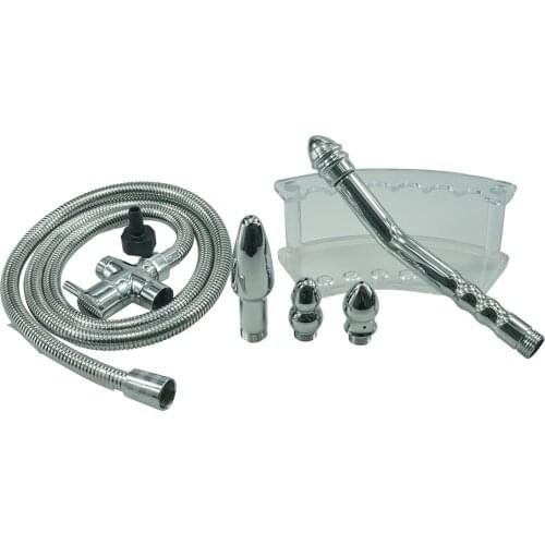 Douche DIY multi function Enema kit Anus Vagina anal Cleaning 4pcs shower head hose nozzle tip knob syringe butt plug sex toys