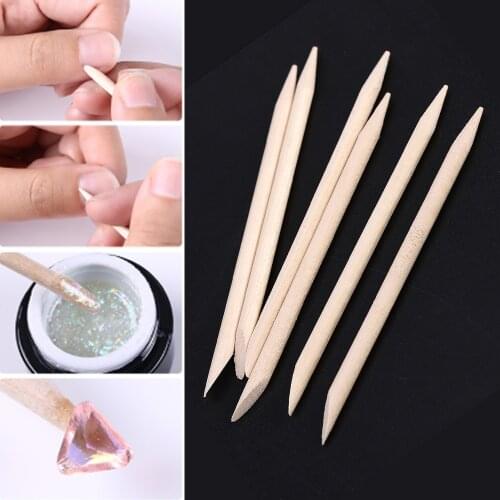 Women Double End Nail Art Wood Stick Cuticle Pusher Remover Pedicure Point Dotting Professional Nail Art Tool Set