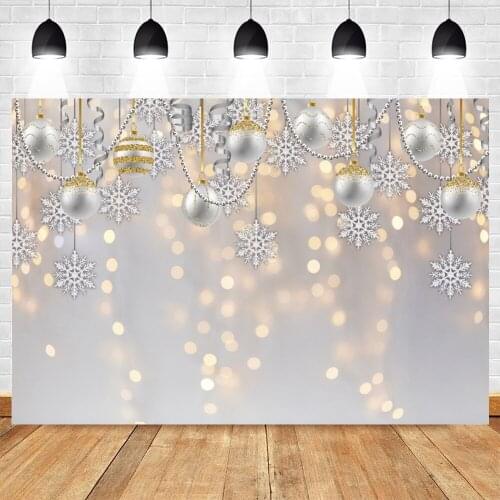Christmas Silver Ball Glitter Snowflake Background Photography Backdrops Photographic Photozone Photophones For Photos Poster