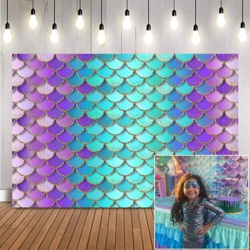 Mermaid Birthday Backdrop Under the sea background for photo studio girls newborn princess birthday theme party decoration props