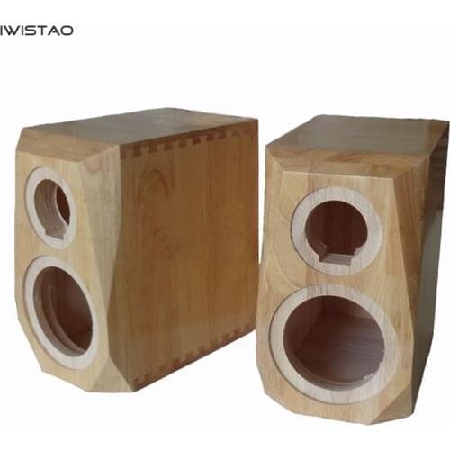 IWISTAO HIFI 2 Way 6.5 Inches Bookshelf Solid Wood Empty Speaker Cabinet 1 Pair Diamond Cut Corner 15L for Tube Amplifier