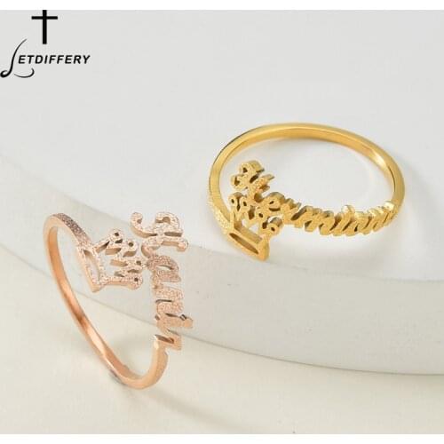 Letdiffery Personlized Crown Name Ring Frosted Stainless Steel Matte Women Rings Custom Jewelry for Girl Friend Birthday Gift