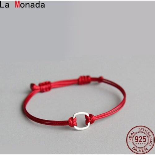 La Monada Red Thread For Hand 925 Sterling Silver Bracelet Red Thread String Rope Bracelets For Women Men Silver 925 Couple