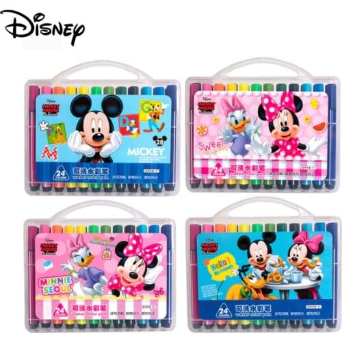 Disney hot-selling new Mickey triangle pole washable watercolor pen 12/18/24/36 color pack Frozen children student drawing pen