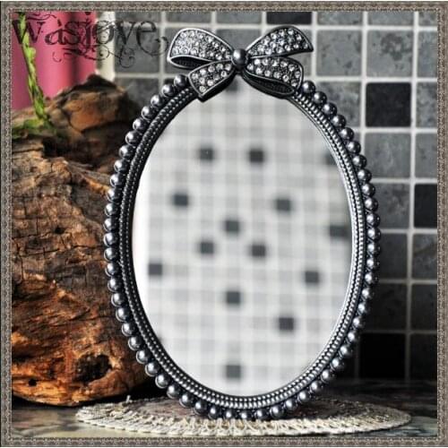 European retro bow-knot small tabletop mirror small vanity mirror for girl gift decorative table mirrors for home decor J026