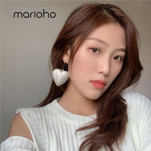 Marioho New Design Sense Silver Color Earrings Female Heart Shaped Pendant Handmade Fashion Earrings Jewelry Gifts