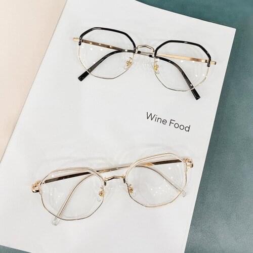 Fashion Oversized Round Glasses Men Women Vintage Classic Metal Flat Mirror Optical Lenses Unisex Vision Care Eyewear New 2021