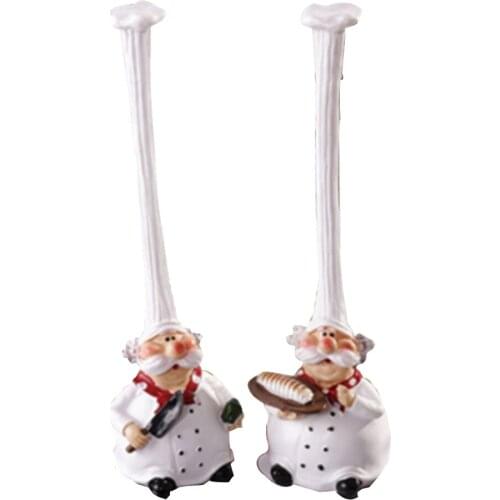Set of 2 Realistic Chef Figurine Decor Ornaments Kitchen Shop Bar Figurine Gifts