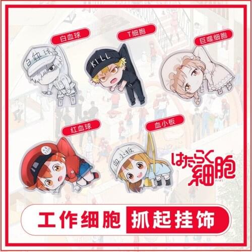 New Anime Working Cells Acrylic Keychain Pendant PMMA Hanging Strap Key Ring Cute Good Quality