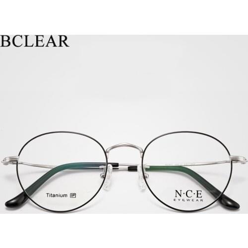 BCLEAR Retro Round Frame Pure Titanium Myopia Eyeglasses Male Fashion Desgin Ultra-light Man Women Full Rim Eyewear New Arrival