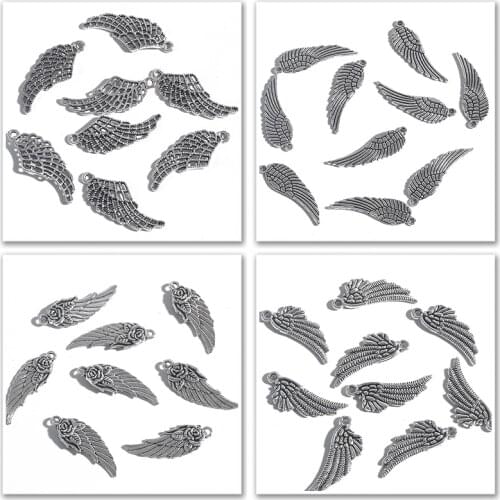 Mix Size Silver Colour Alloy Wings Spacer Beads Cup For Needlework Antique Zinc Alloy Charm For Jewelry Bracelet Making