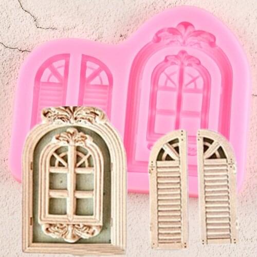Retro Window Cake Border Silicone Molds Door Fondant Cake Decorating Tools Cupcake Chocolate Mold Baking Accessories
