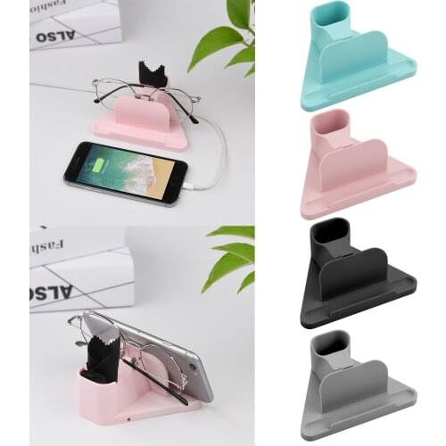 Besegad Silicone Standing Eyeglass Phone Holder Stand Gadget Storage Bracket for Nightstand Desk Home Office