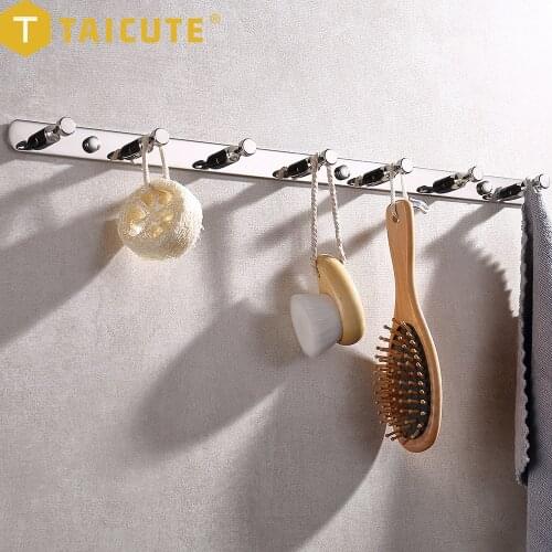JOYFAN I Polished Chrome Robe Hooks Wall Mounted Towel Hanger Heavy Duty SS304 Clothes 3/4/5/6/7 Rack Rail for Coat Hat Jacket